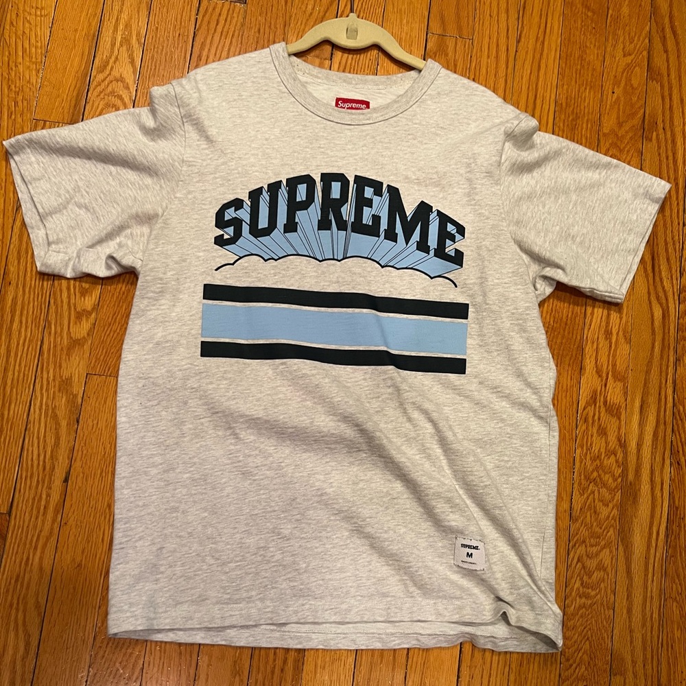 Grey baby blue/blue Supreme t shirt